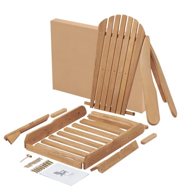 Wooden Folding Adirondack Chair Set of 2 Solid Cedar X204522