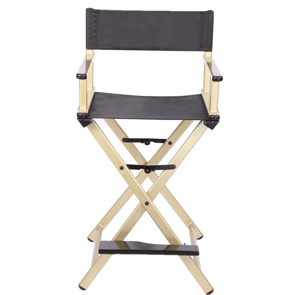 Portable Aluminum Makeup Chair Foldable Director Seat with Armrest Heavy Duty 300lb Capacity Black R9421