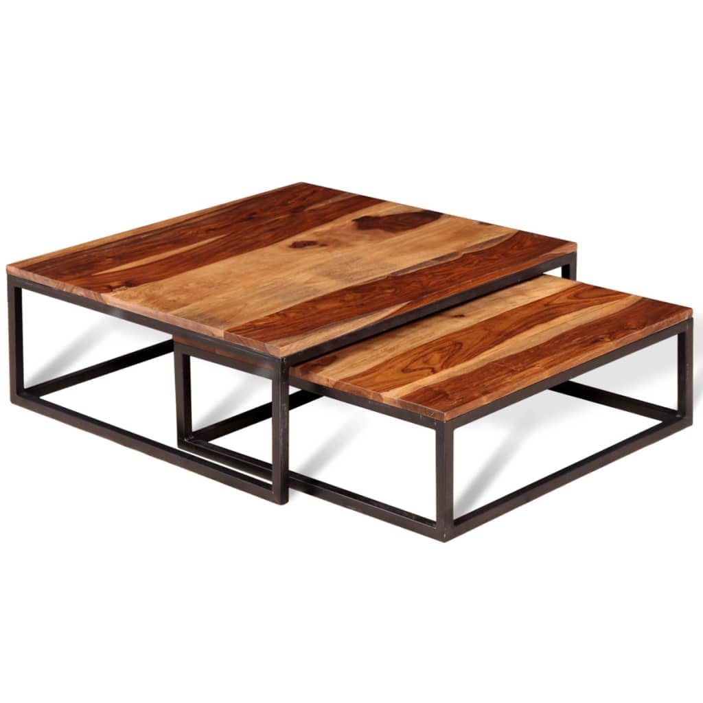 Two Piece Nesting Solid Sheesham Wood Coffee Table Set N47878