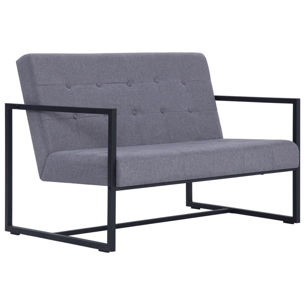 Light Gray Fabric 2-Seater Sofa with Armrests A995