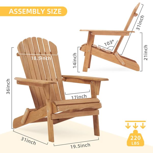 Wooden Folding Adirondack Chair Set of 2 Solid Cedar X204522