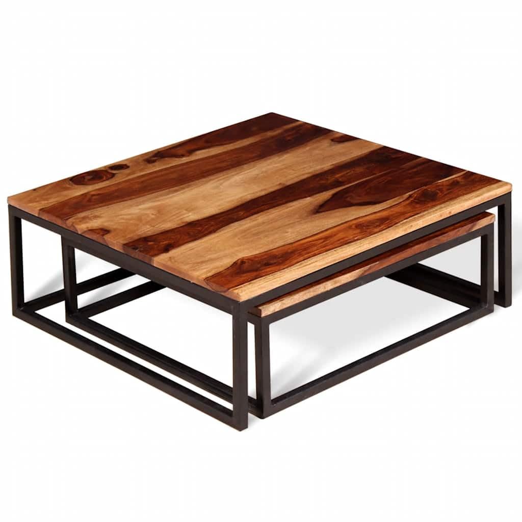 Brown Solid Sheesham Wood Nesting Coffee Table Set of 2 H356473