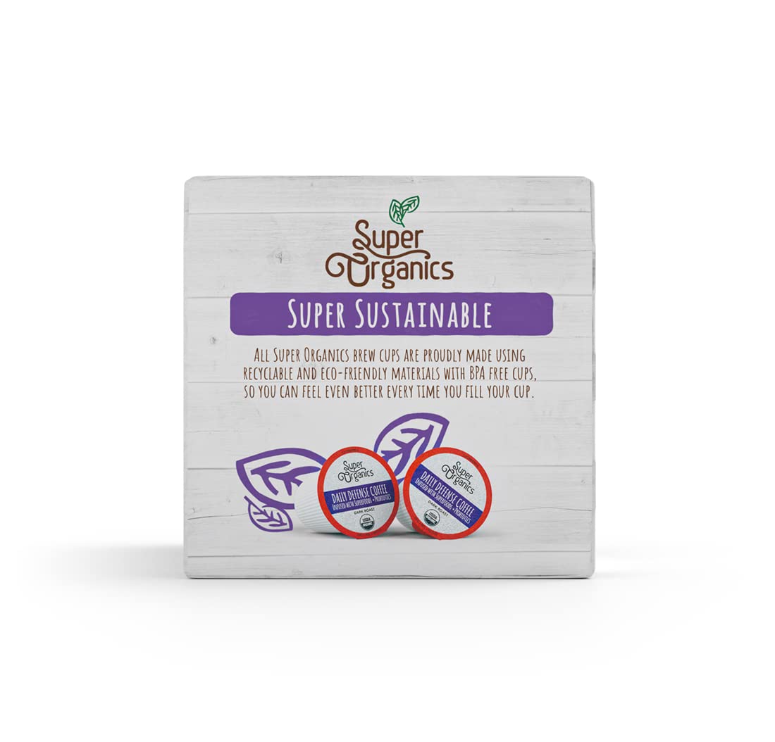 Organic Dark Roast Coffee K Cups with Superfoods and Probiotics, 10ct Single Serve Cups D703543