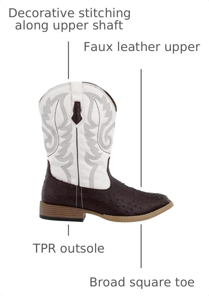 Brown Mid Calf Square Toe Boots C48095