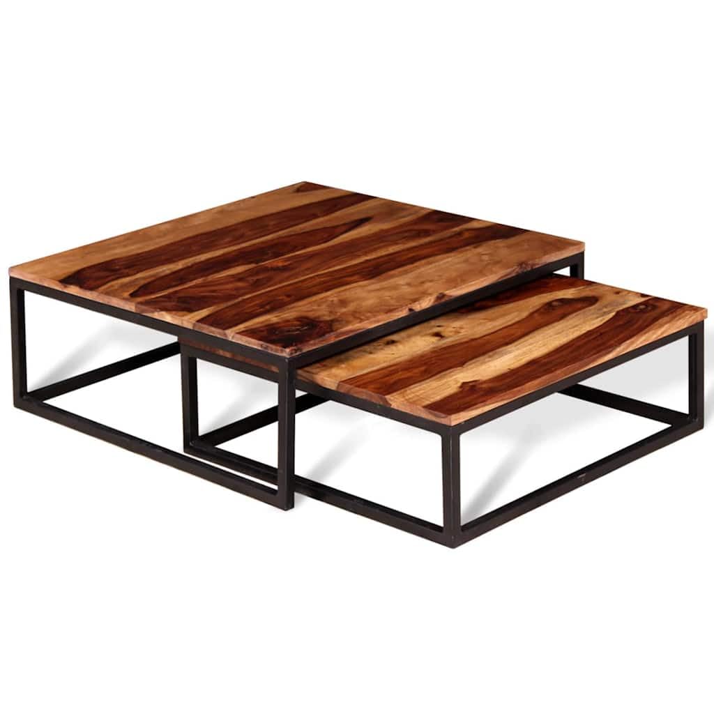 Brown Solid Sheesham Wood Nesting Coffee Table Set of 2 H356473