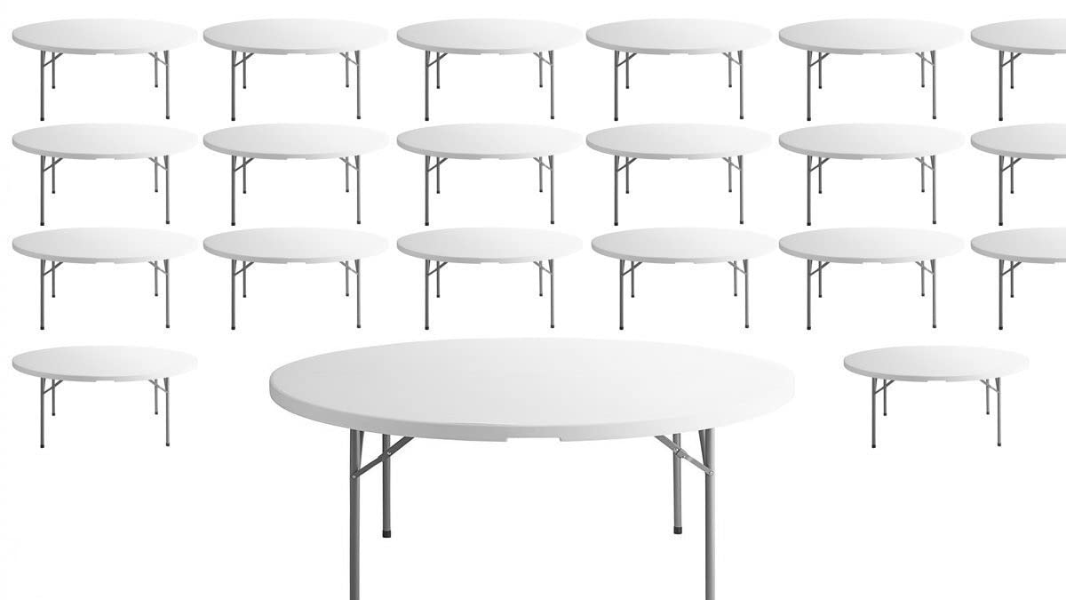 White 72 Inch Round Plastic Folding Table U60769