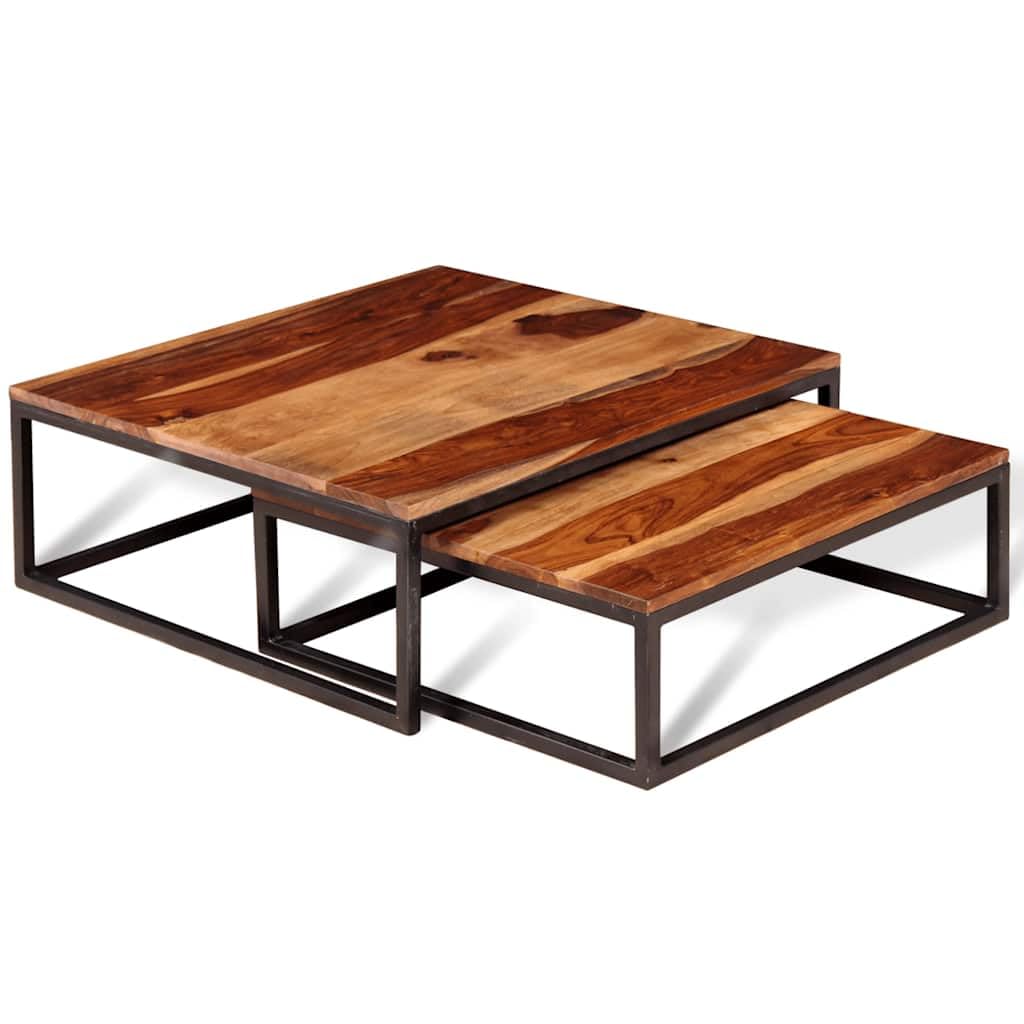 Brown Solid Sheesham Wood Nesting Coffee Table Set of 2 H356473