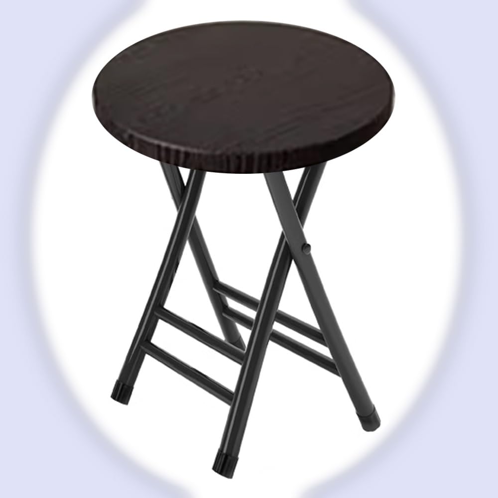 Portable Folding Stool 18in Black 300 Lbs Capacity V484550