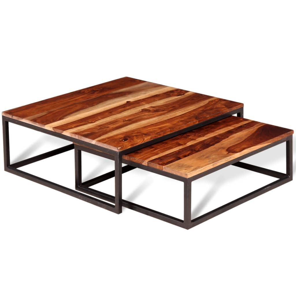 Two Piece Nesting Solid Sheesham Wood Coffee Table Set N47878