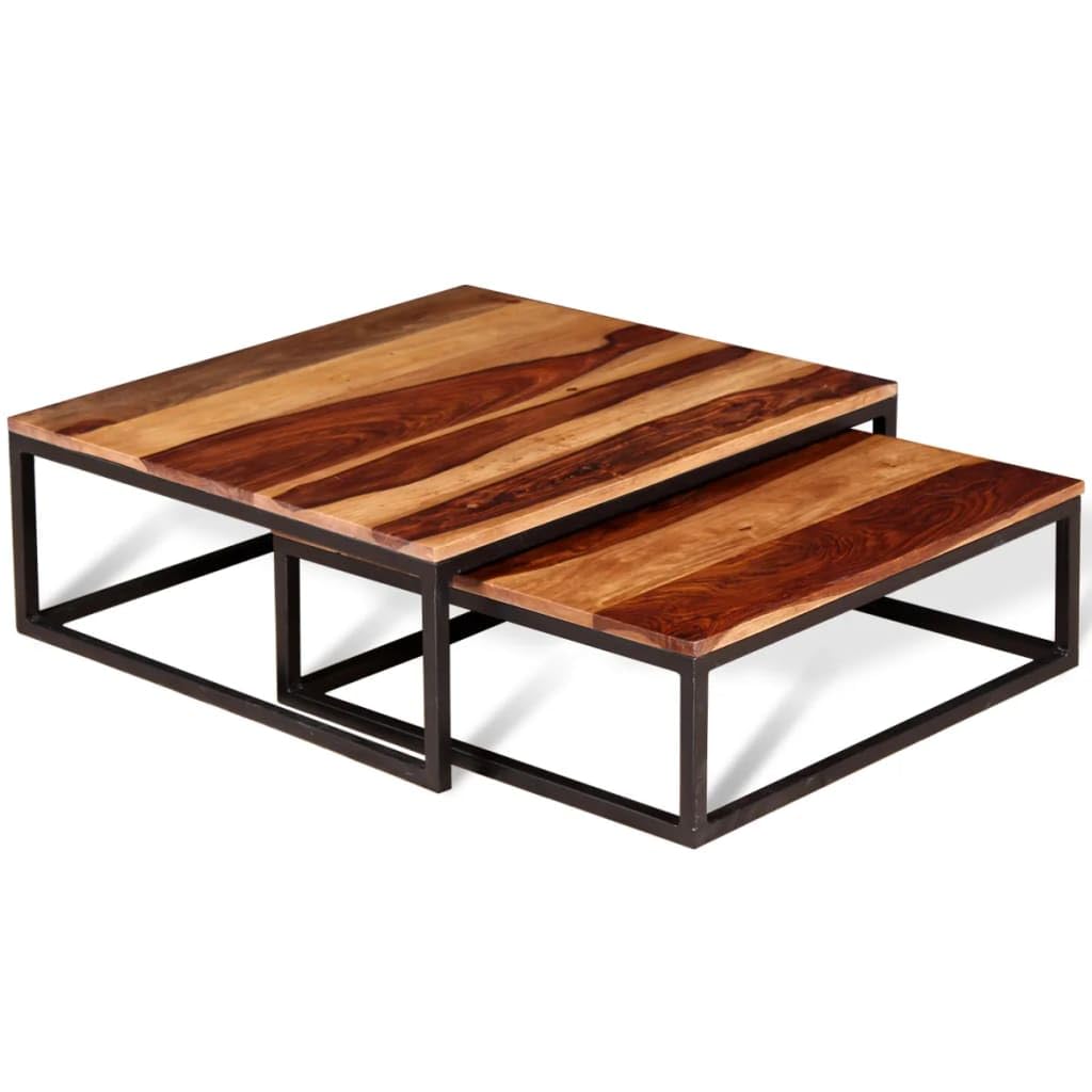Two Piece Nesting Solid Sheesham Wood Coffee Table Set N47878