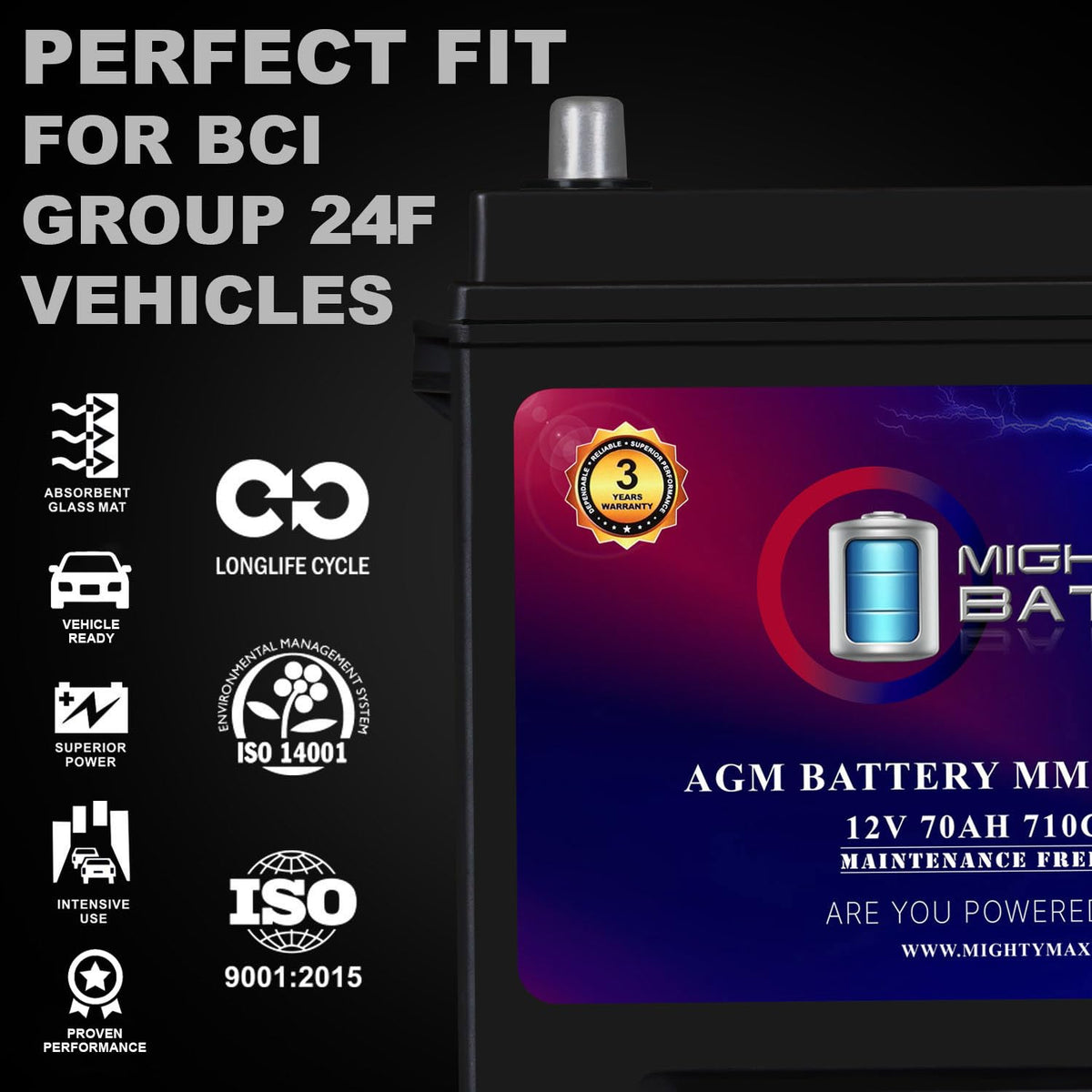 12V 70Ah AGM Replacement Battery I292