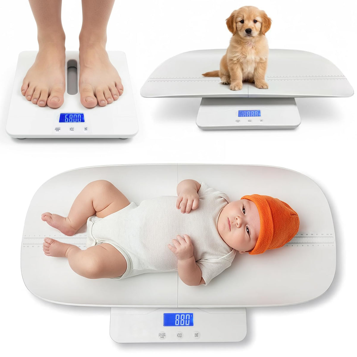 Baby Scale with Measuring Tray, LCD, 3 Weighing Modes A9185