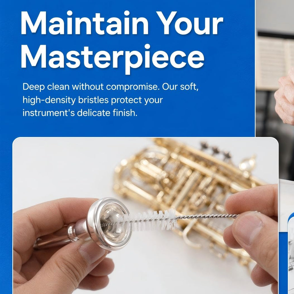 3-Piece Trumpet Cleaning Kit with Mouthpiece and Valve Brush Set B842