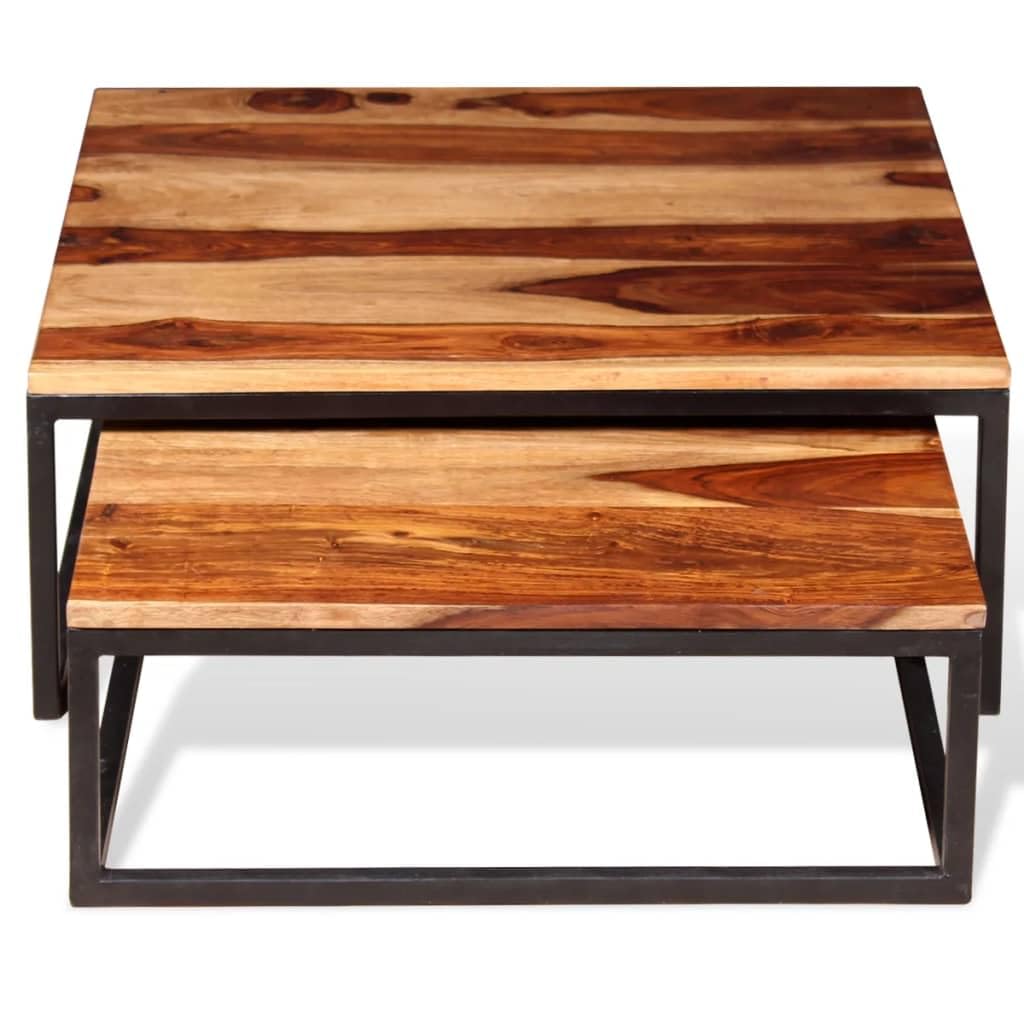 Two Piece Nesting Solid Sheesham Wood Coffee Table Set N47878