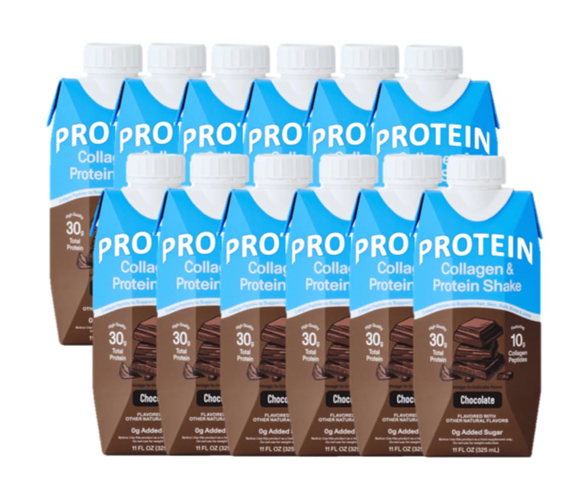 Chocolate Protein Collagen Shake 30g Protein 12 Count T8279