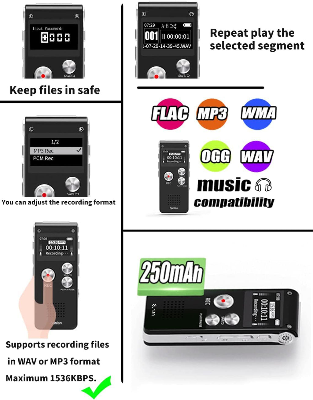16GB Voice Recorder with Playback G634