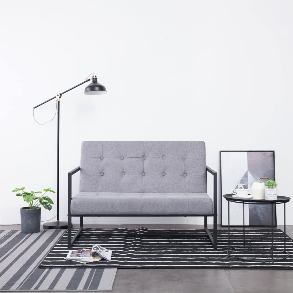 Light Gray Fabric 2-Seater Sofa with Armrests A995