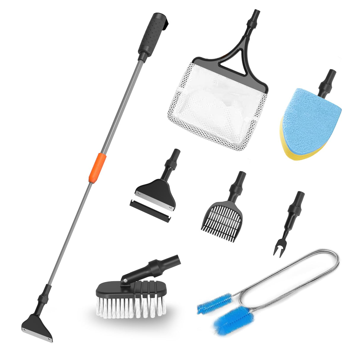 7-in-1 Aquarium Cleaning Tool with Telescopic Handle A302