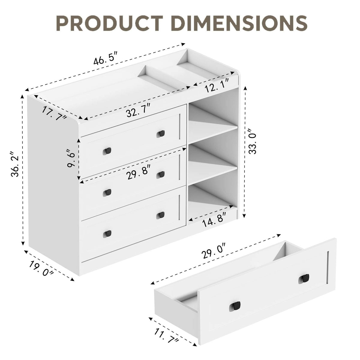 White Wood 3 Drawer Changing Table X39738