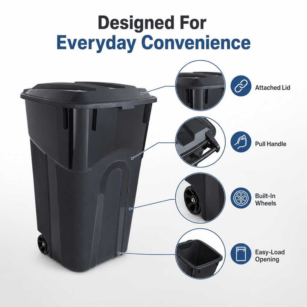 32-Gallon Heavy-Duty Wheeled Trash Can with Click-Lock Lid E156