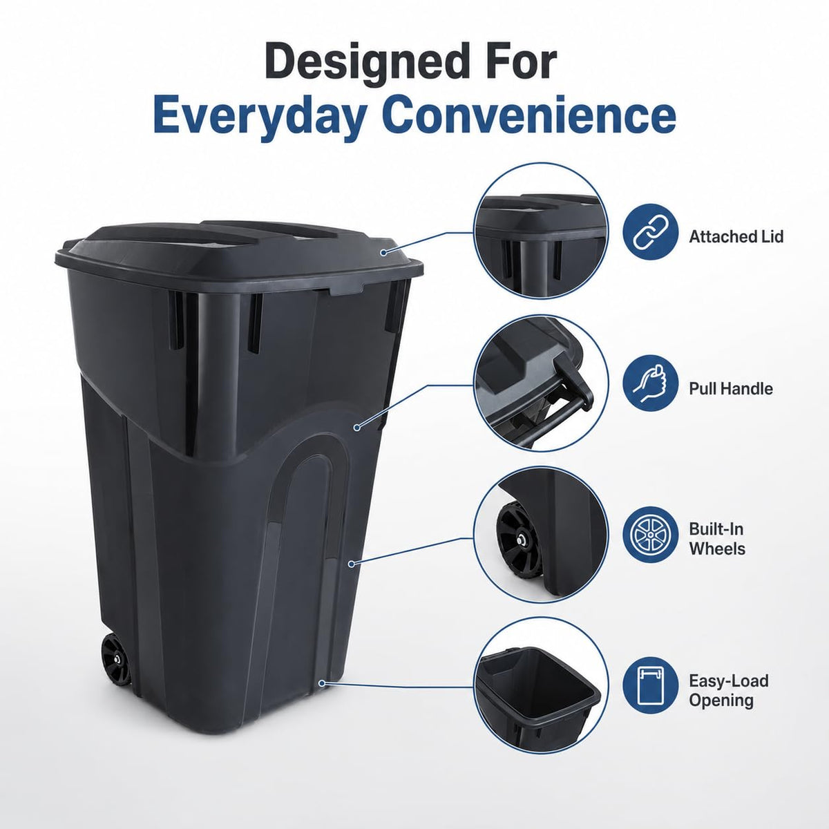 32-Gallon Heavy-Duty Wheeled Trash Can with Click-Lock Lid E156