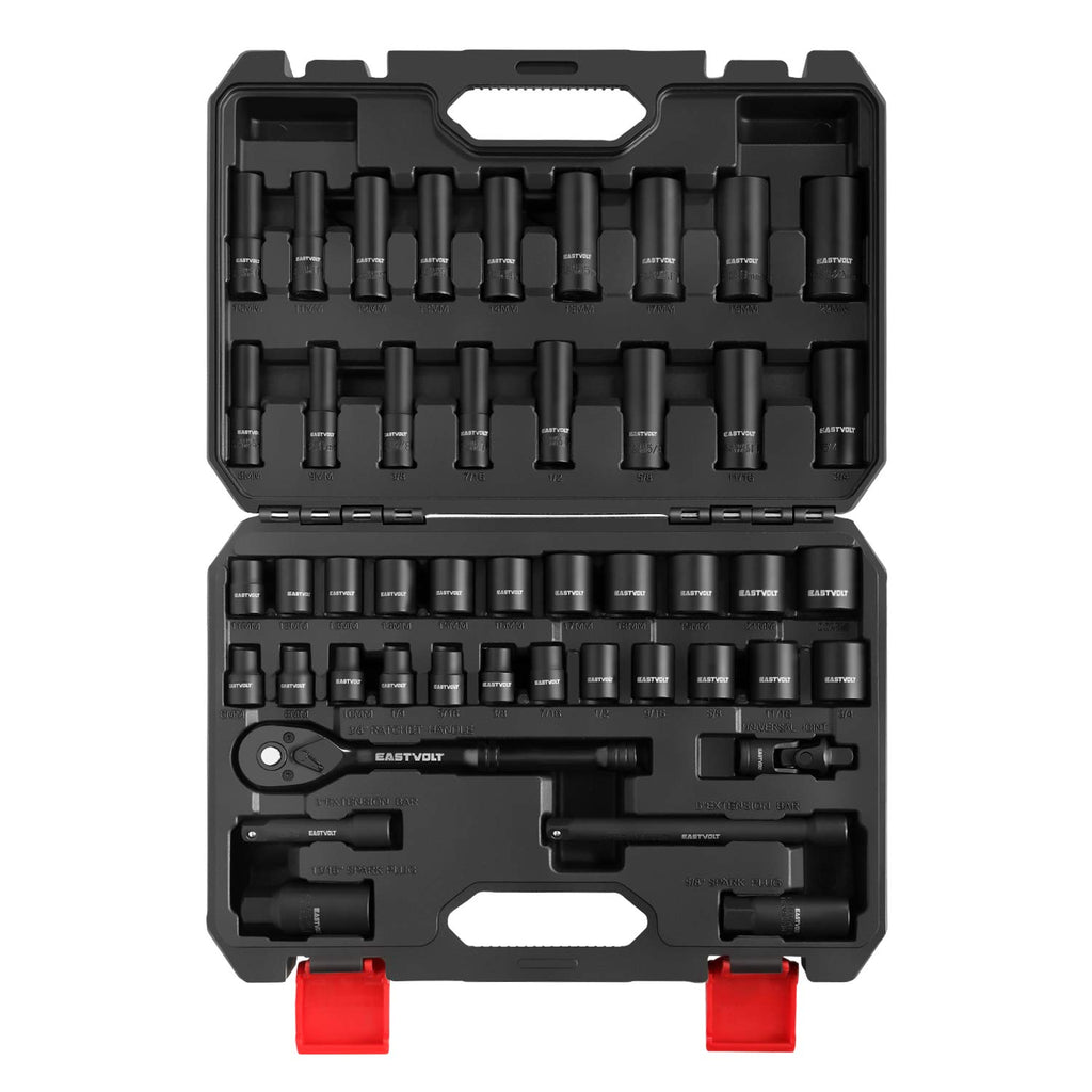 46 Pieces Drive Socket Ratchet Wrench Set with Storage Case M972367