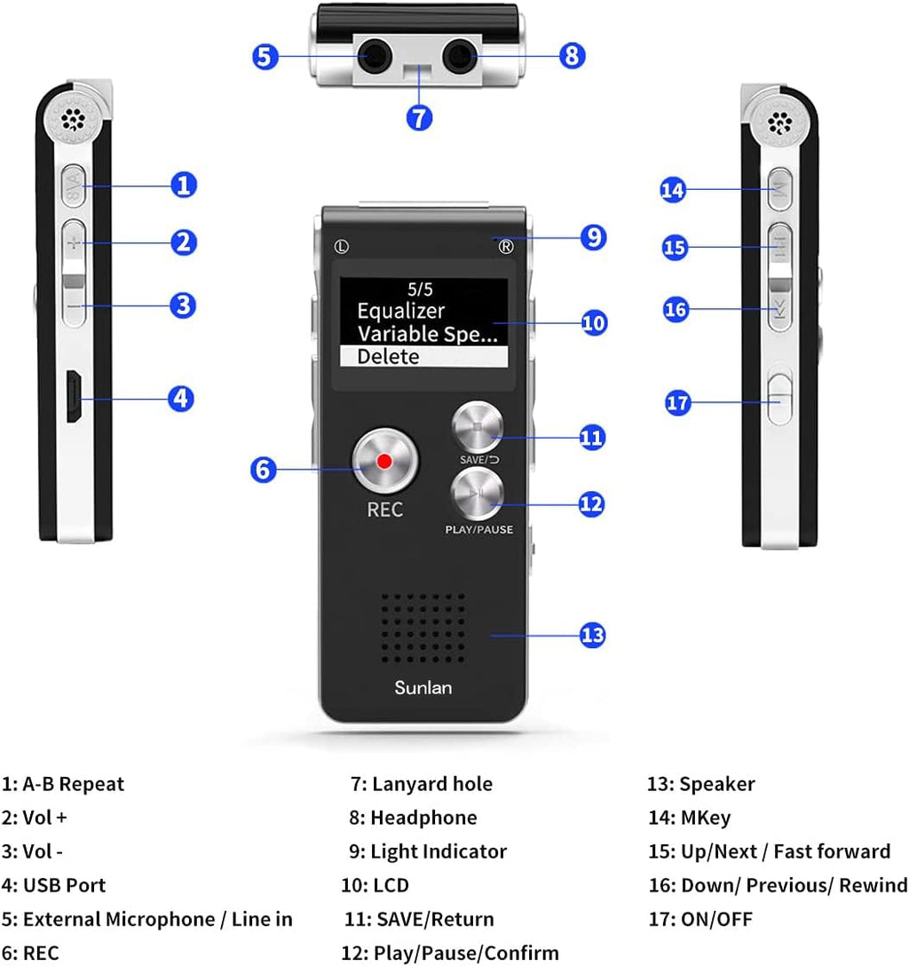 16GB Voice Recorder with Playback G634