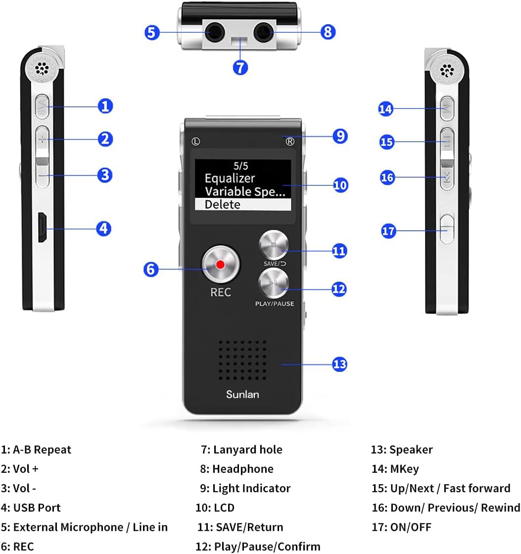 16GB Voice Recorder with Playback G634