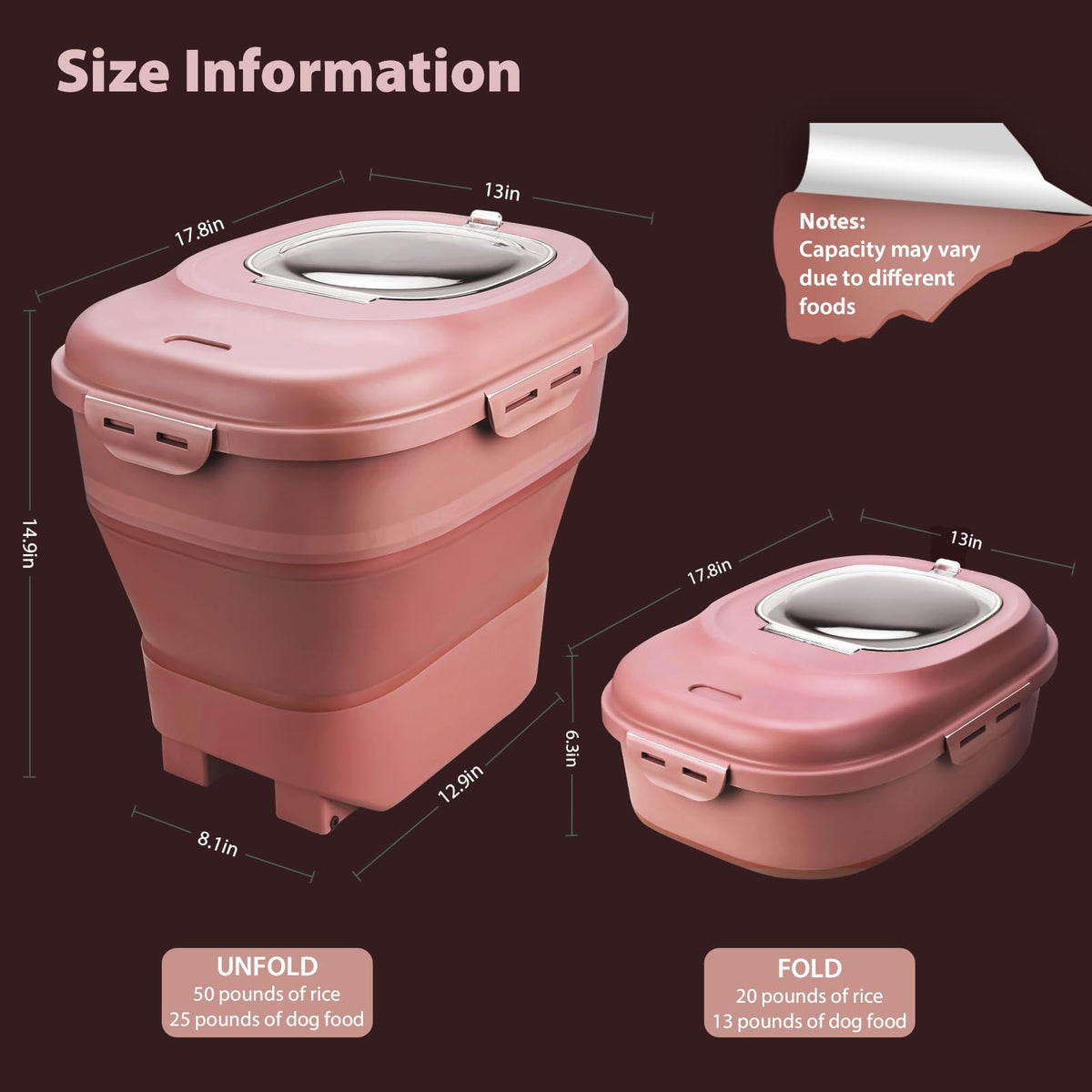 Collapsible Airtight Dry Food Storage Containers with Rolling Wheel O240664