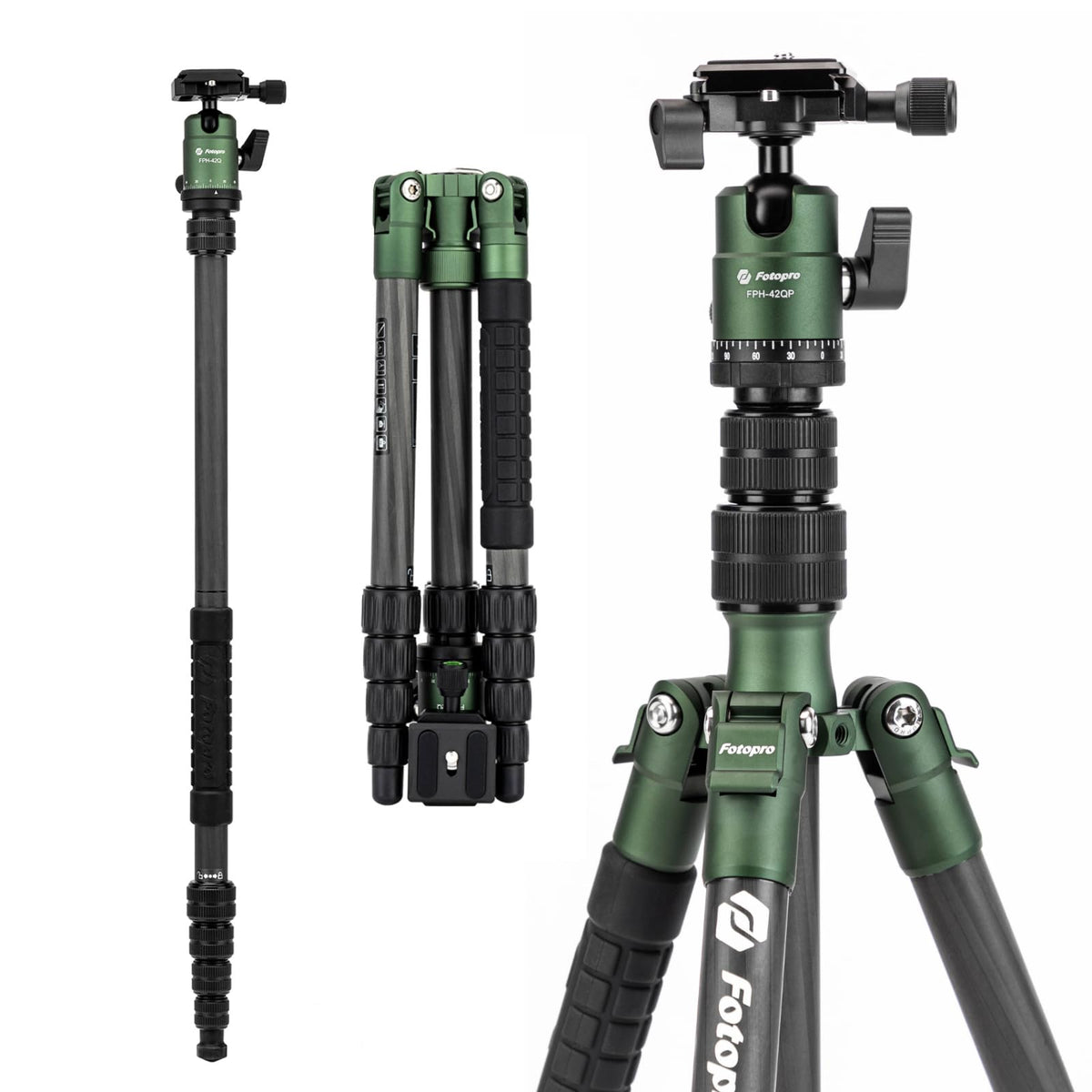 60" Carbon Fiber Camera Tripod with Ball Head and Monopod X814874