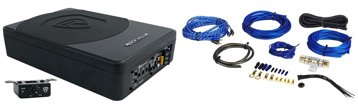 10" Powered Under-Seat Subwoofer with Amp Wiring Kit U1122