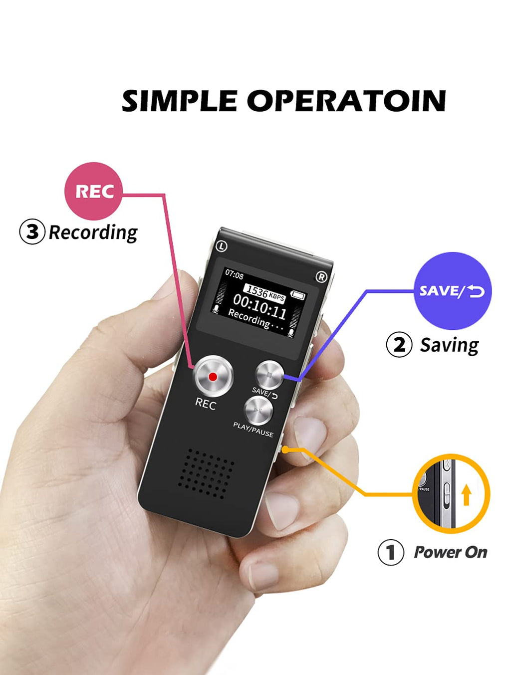 16GB Voice Recorder with Playback G634