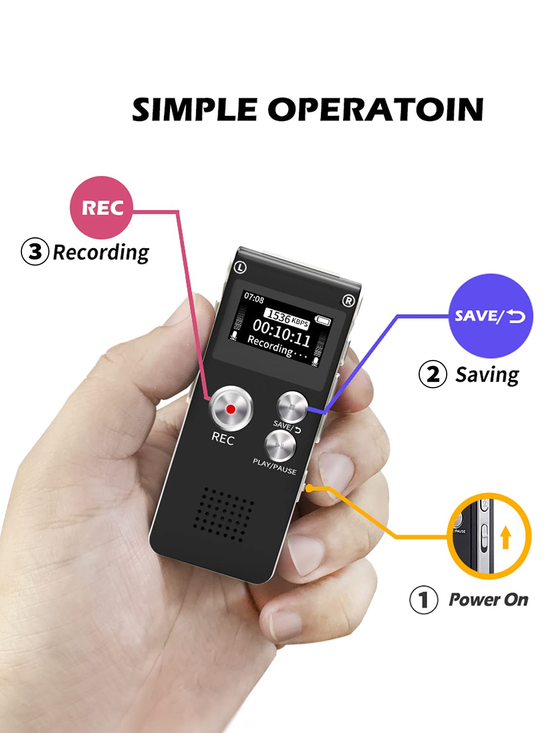 16GB Voice Recorder with Playback G634