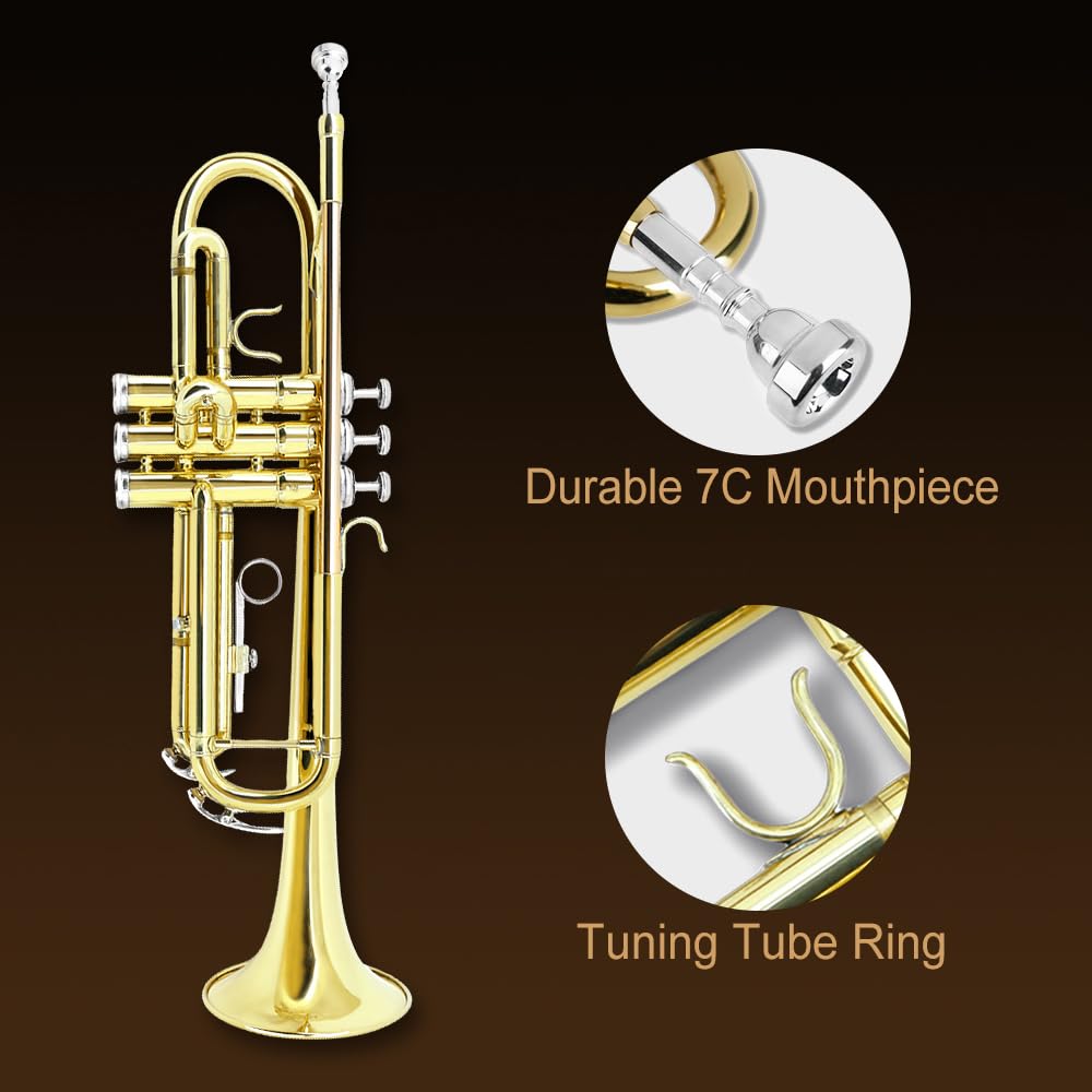 Standard Trumpet Set with Hard Case, 7C Mouthpiece, Cleaning Kit W260