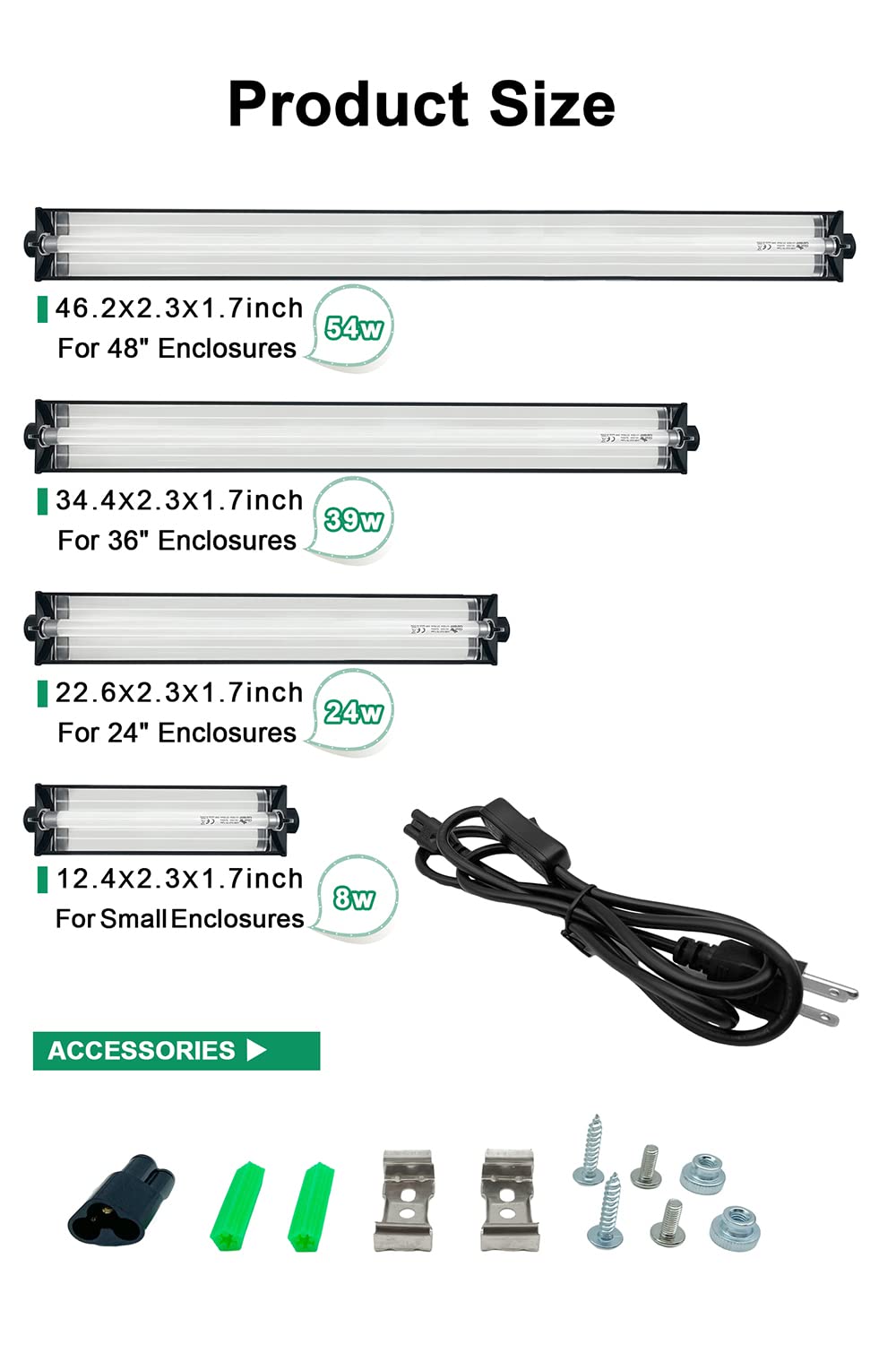 12 Inch 8W T5 10.0 UVB Reptile Light Fixture D997484