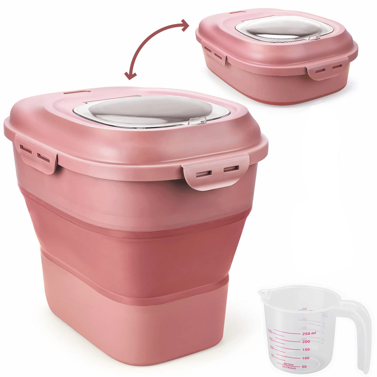 Collapsible Airtight Dry Food Storage Containers with Rolling Wheel O240664