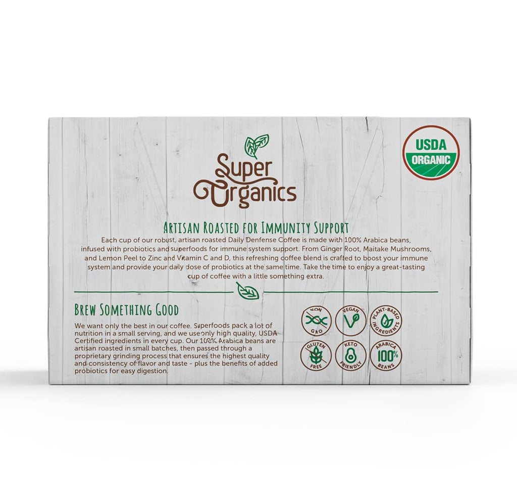 Organic Dark Roast Coffee K Cups with Superfoods and Probiotics, 10ct Single Serve Cups D703543