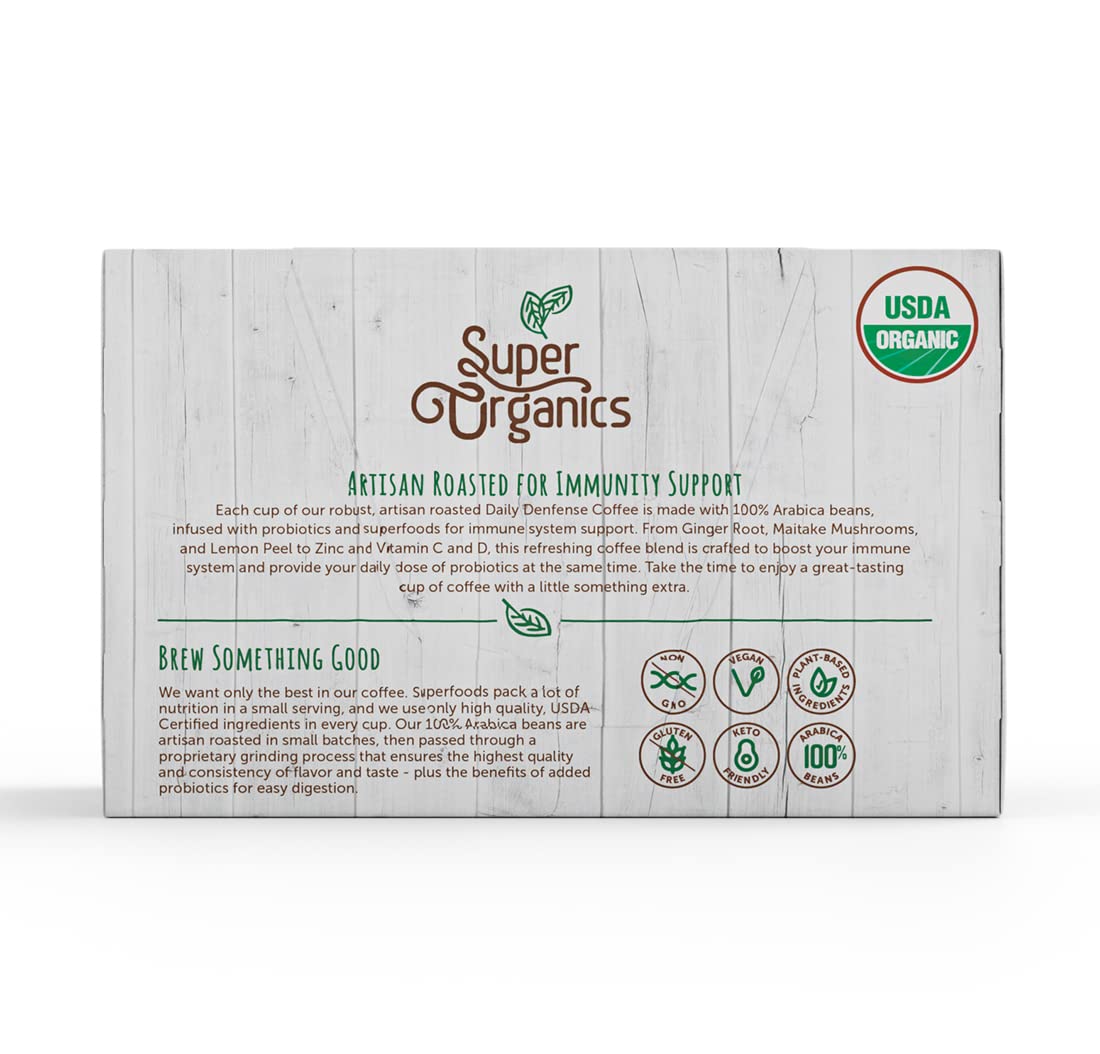 Organic Dark Roast Coffee K Cups with Superfoods and Probiotics, 10ct Single Serve Cups D703543