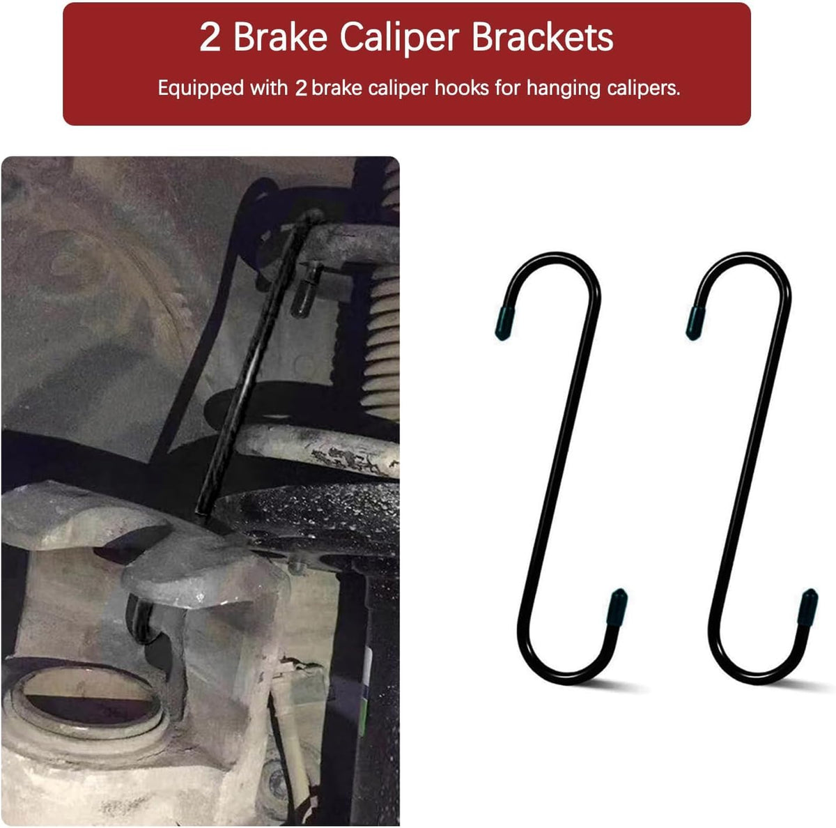 Brake Caliper Press Tool with 2 Caliper Hooks 2 Steel Plates and Gloves S2445