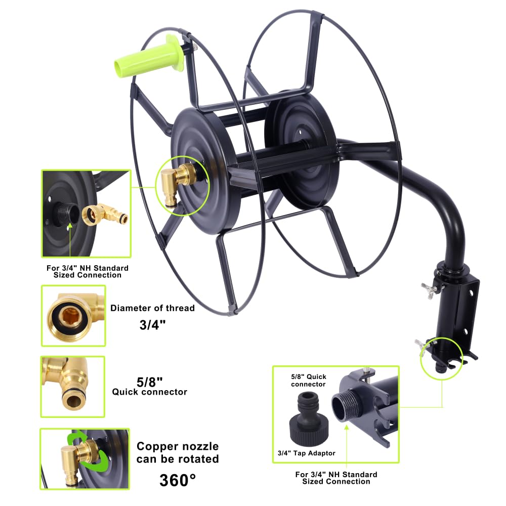 Retractable Wall Mount Hose Reel with 180° Swivel J106