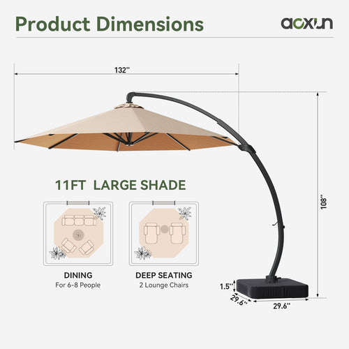 11 FT Aluminum Offset Cantilever Umbrella U607