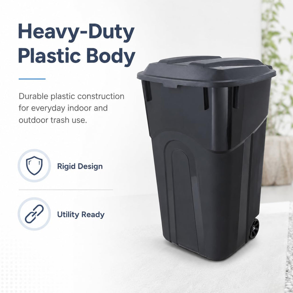 32-Gallon Heavy-Duty Wheeled Trash Can with Click-Lock Lid E156