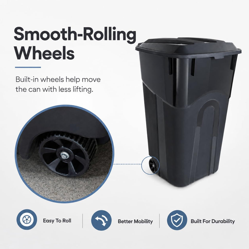 32-Gallon Heavy-Duty Wheeled Trash Can with Click-Lock Lid E156