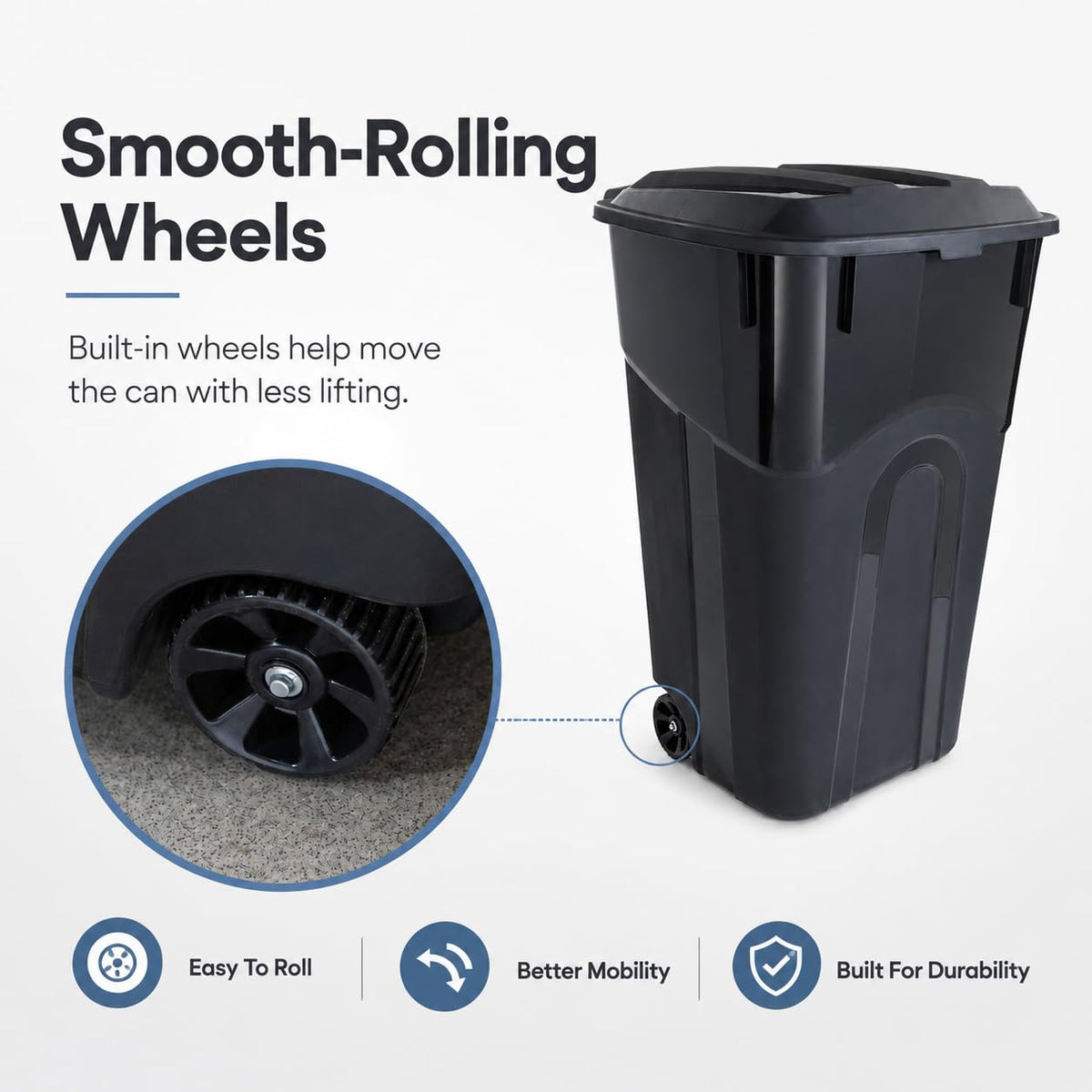32-Gallon Heavy-Duty Wheeled Trash Can with Click-Lock Lid E156