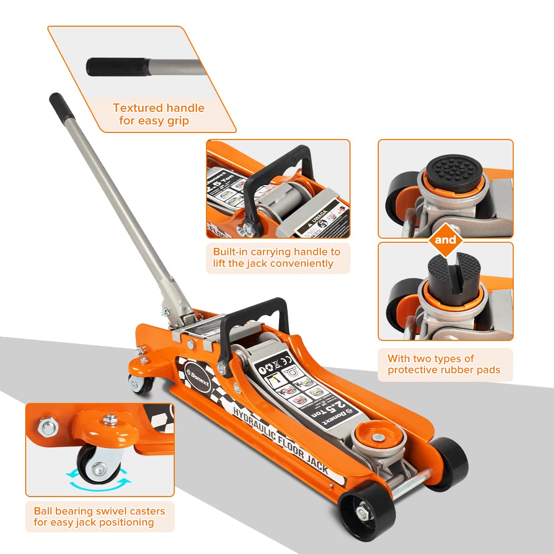 2.5 Ton Steel Floor Jack and 3 Ton Black Jack Stands O4214