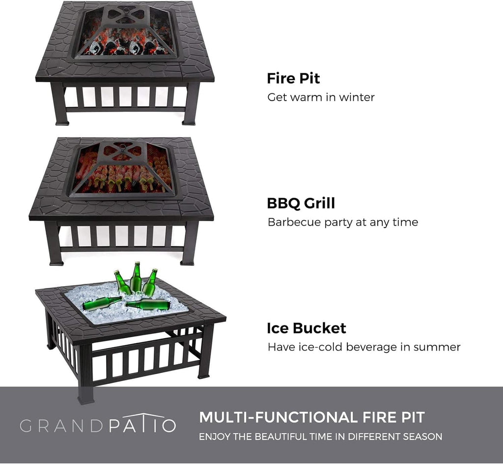32'' Black Wood Burning Outdoor Fire Pit S588216