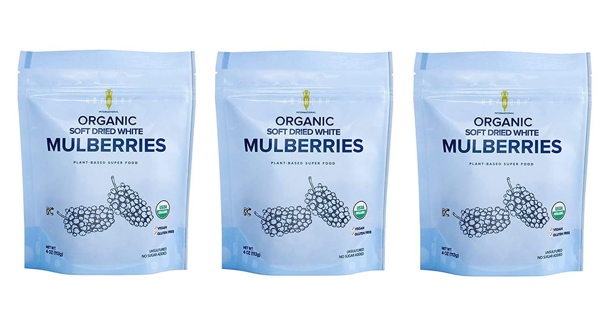Organic Soft Dried White Mulberries 4 Ounce (Pack of 3) W389