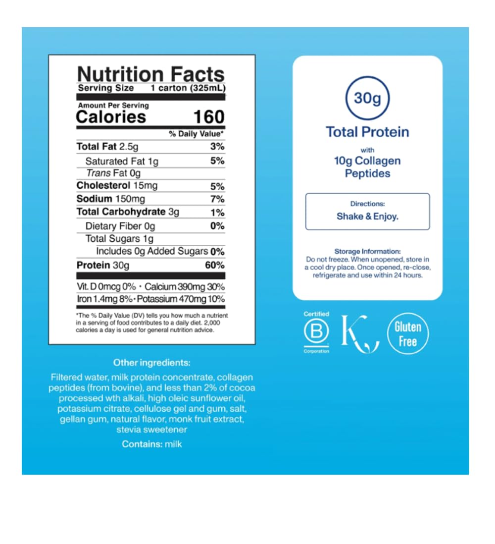 Chocolate Protein Collagen Shake 30g Protein 12 Count T8279