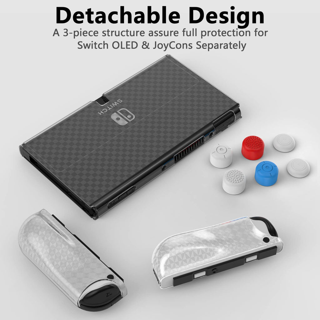 Switch OLED Dockable Hard PC Case with Thumb Stick Caps O99147