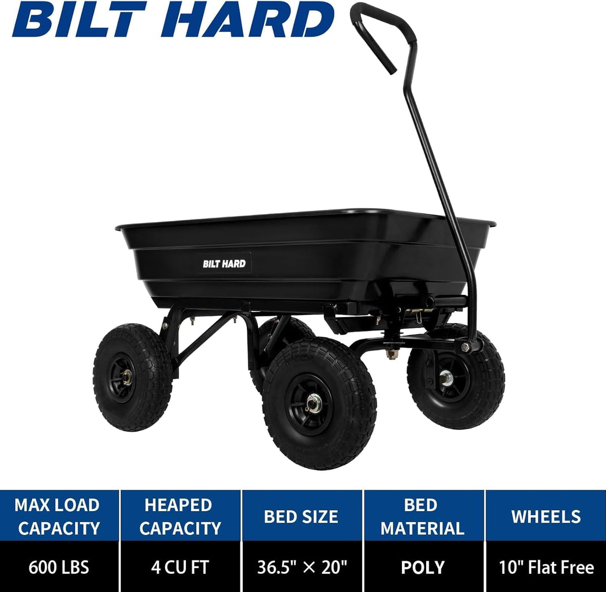 Poly Garden Dump Cart 600 lbs 4 Cu Ft W8028